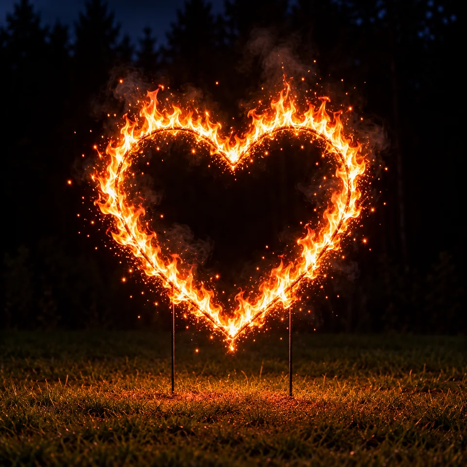 Feuerherz zur Hochzeit 1m * 1m