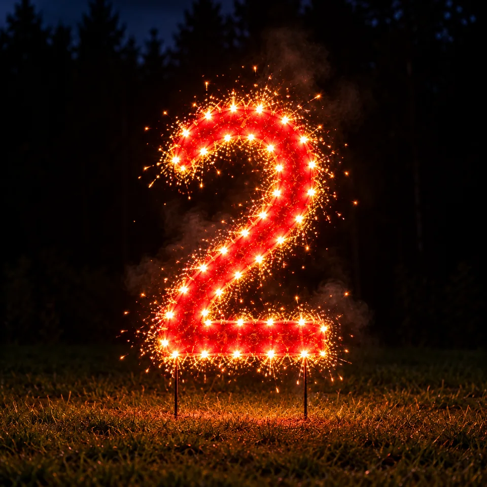 Lichterbild Brennende Zahl 2