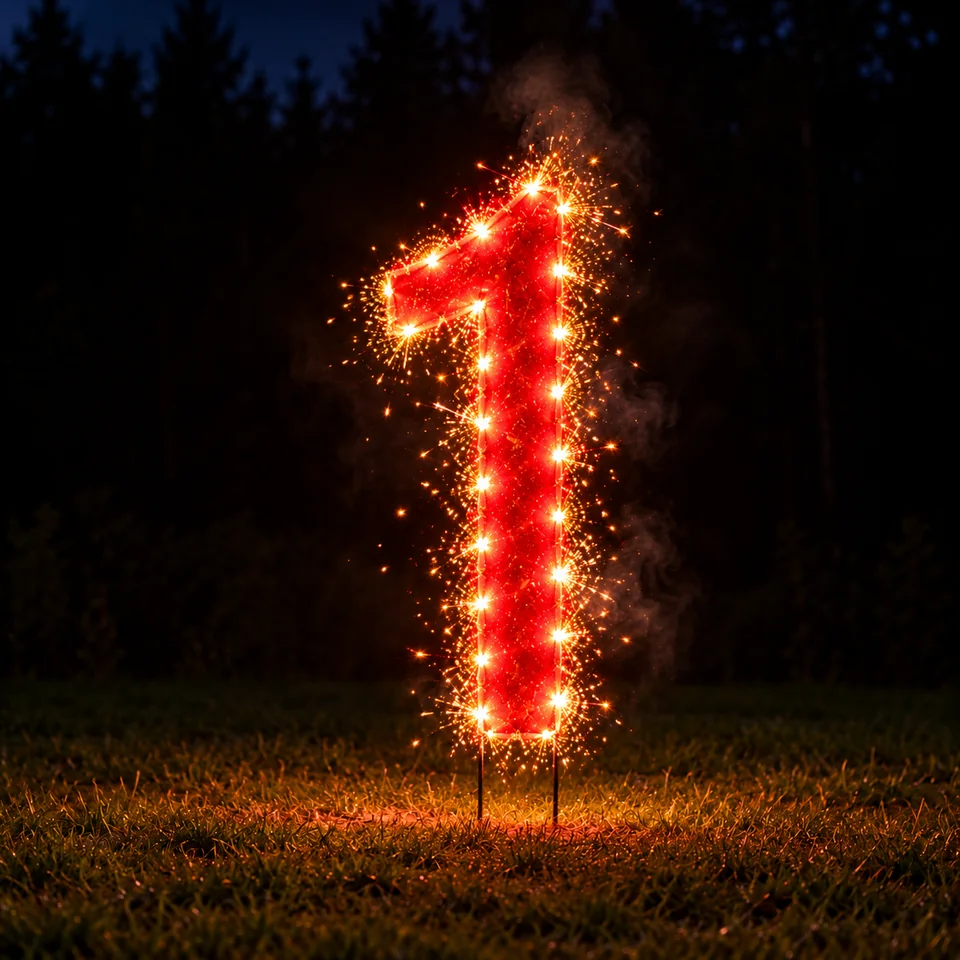 Lichterbild Brennende Zahl 1