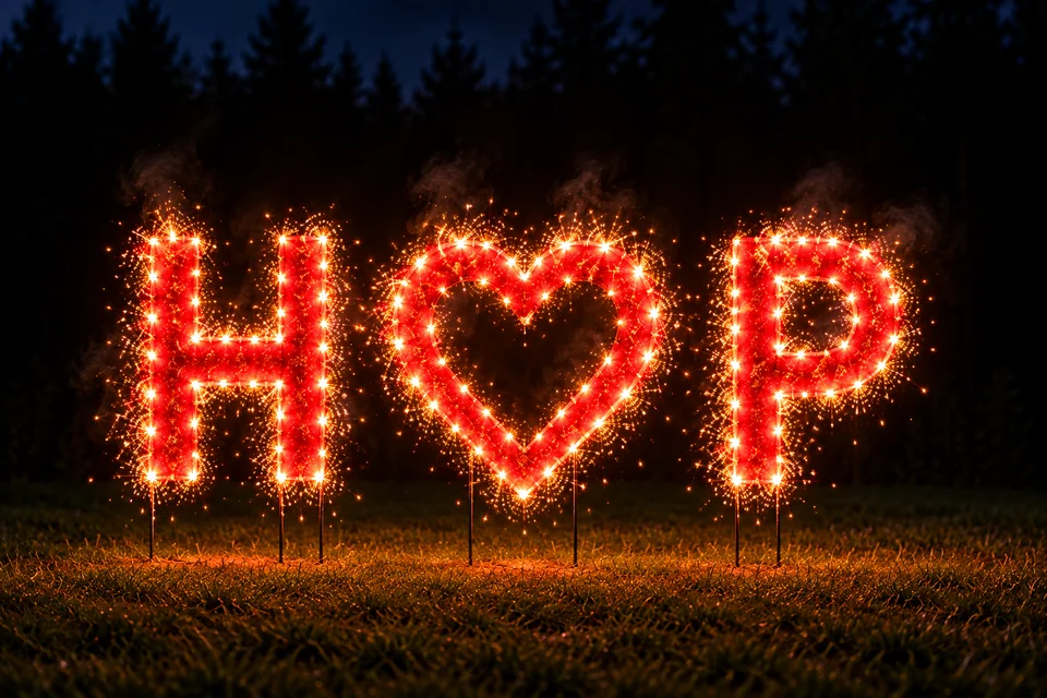 Lichterbild "Herz mit Buchstaben"